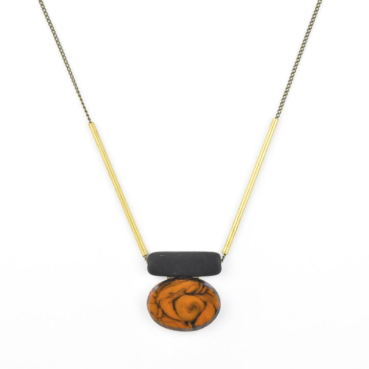 Vintage Orange Glass Necklace - Goldmakers Fine Jewelry