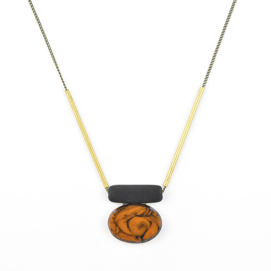 Vintage Orange Glass Necklace - Goldmakers Fine Jewelry