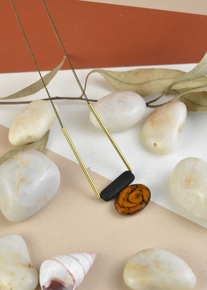 Vintage Orange Glass Necklace - Goldmakers Fine Jewelry