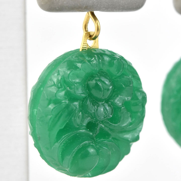 Vintage Green Glass Earrings - Goldmakers Fine Jewelry
