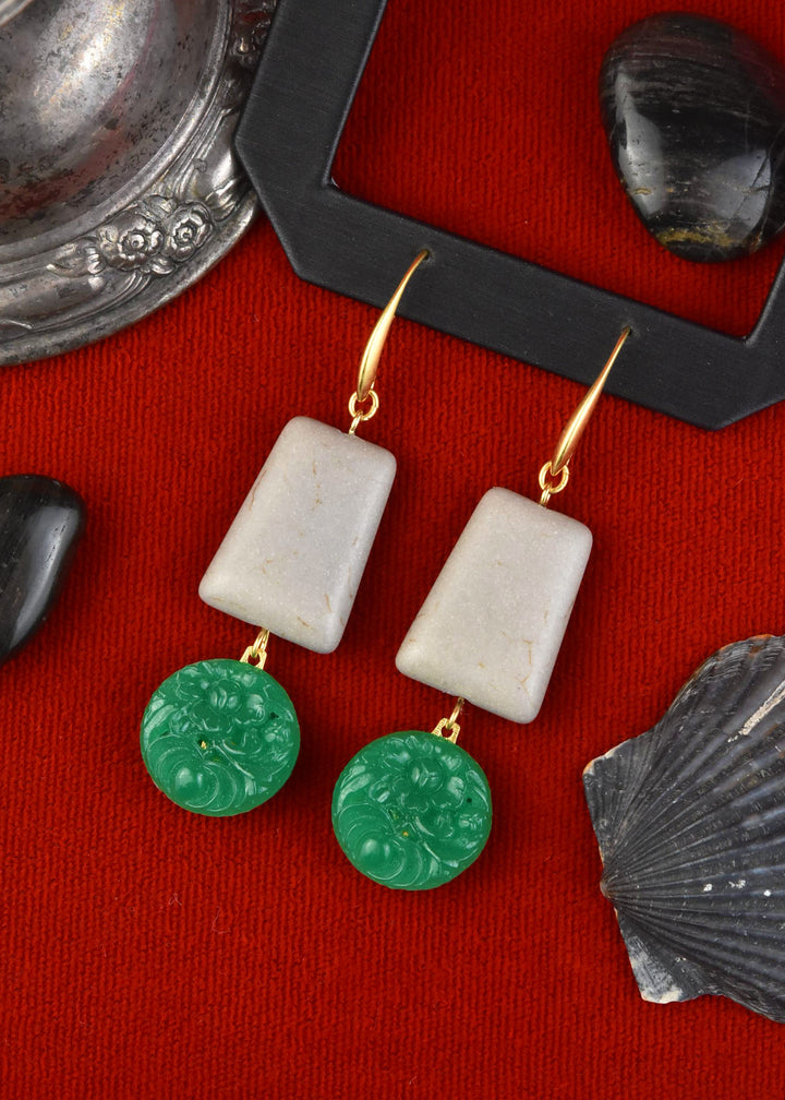 Vintage Green Glass Earrings - Goldmakers Fine Jewelry