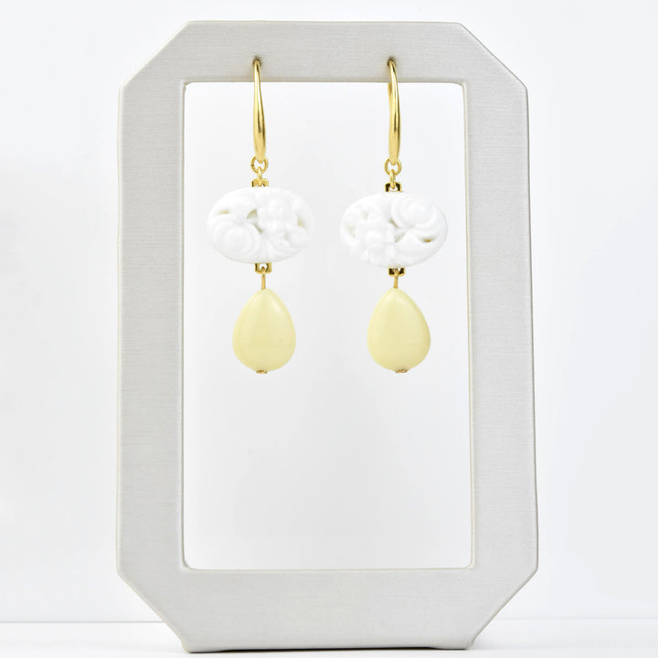 Vintage Milk Glass Earrings - Goldmakers Fine Jewelry