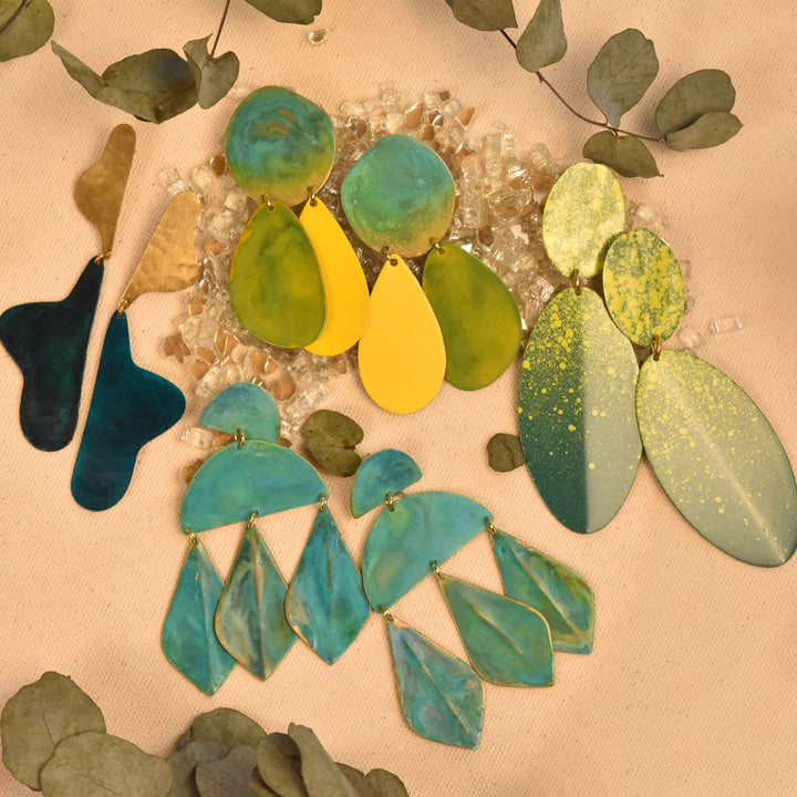 Teal Sculptura Earrings - Goldmakers Fine Jewelry
