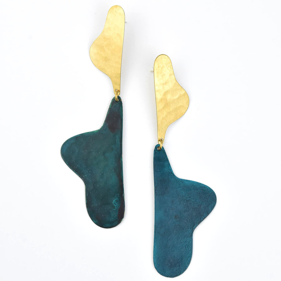 Teal Sculptura Earrings - Goldmakers Fine Jewelry