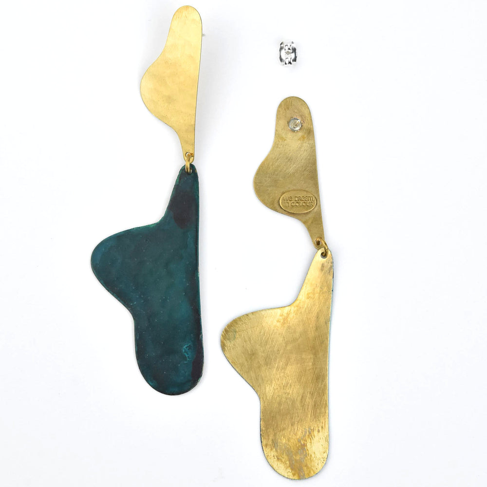 Teal Sculptura Earrings - Goldmakers Fine Jewelry