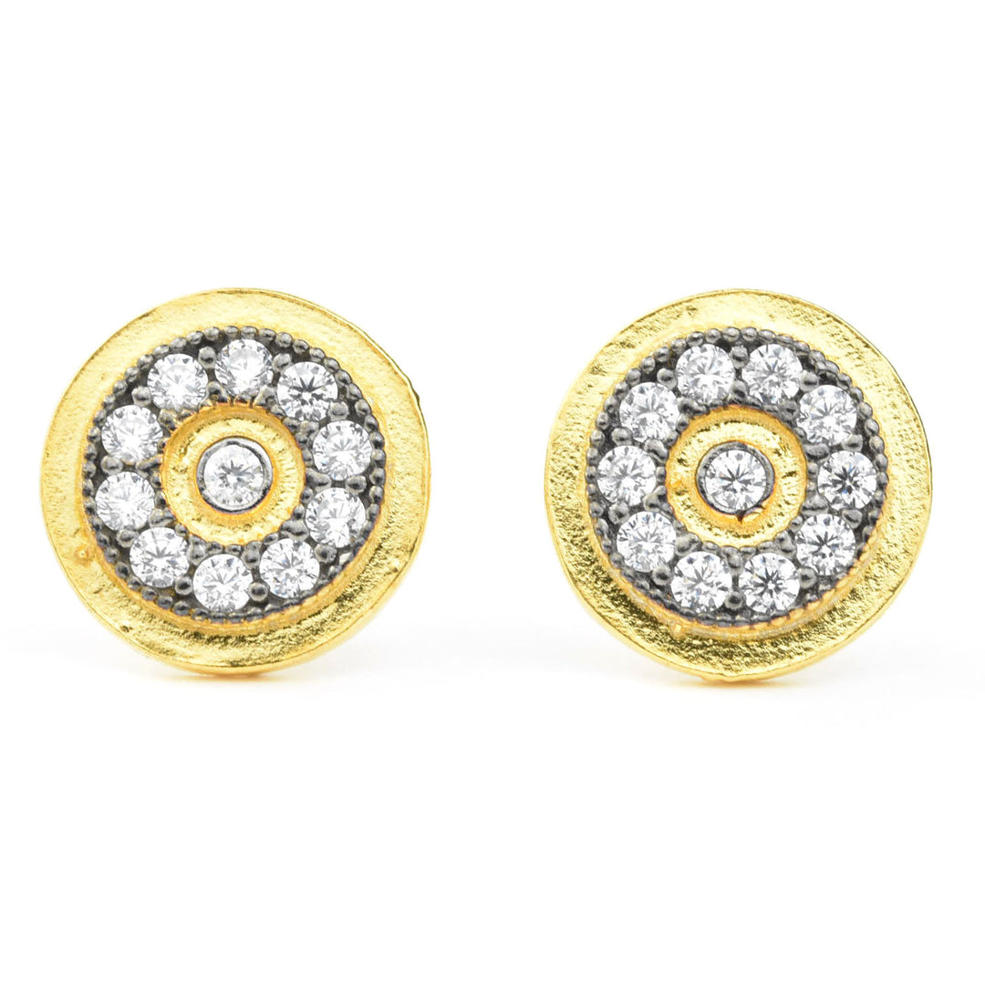 Fancy Two Tone Vermeil CZ Studs