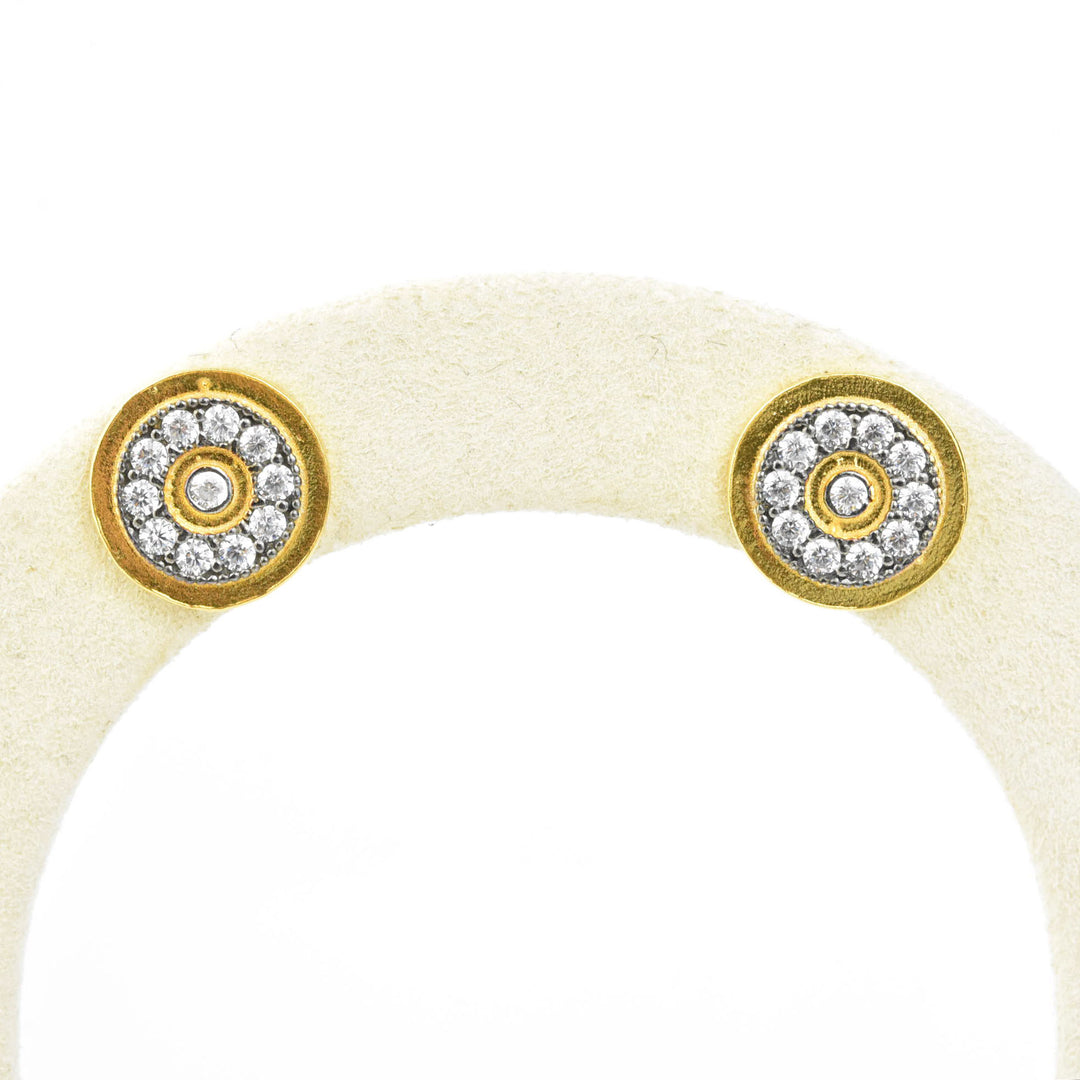 Fancy Two Tone Vermeil CZ Studs