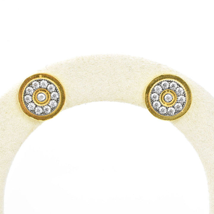 Fancy Two Tone Vermeil CZ Studs