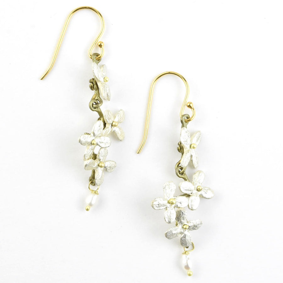 White Hydrangea Earrings - Goldmakers Fine Jewelry