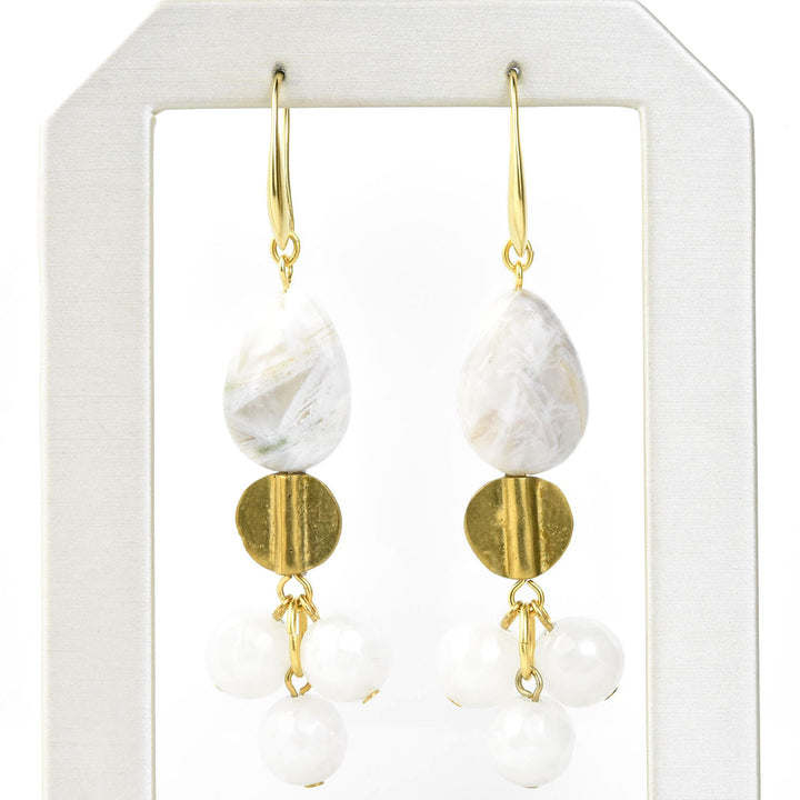 White Agate Cluster Earrings