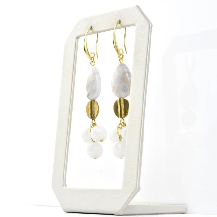 White Agate Cluster Earrings