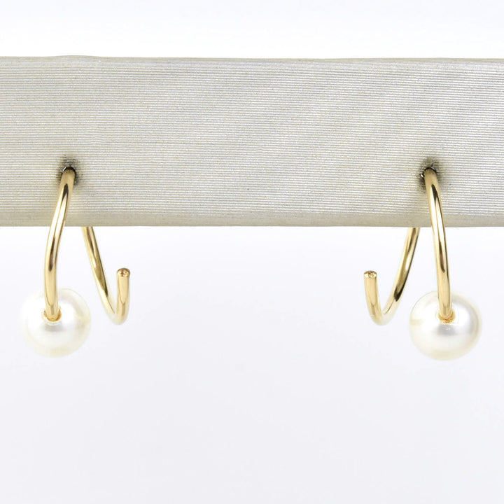 White Pearl Swirl Earrings, Gold Fill