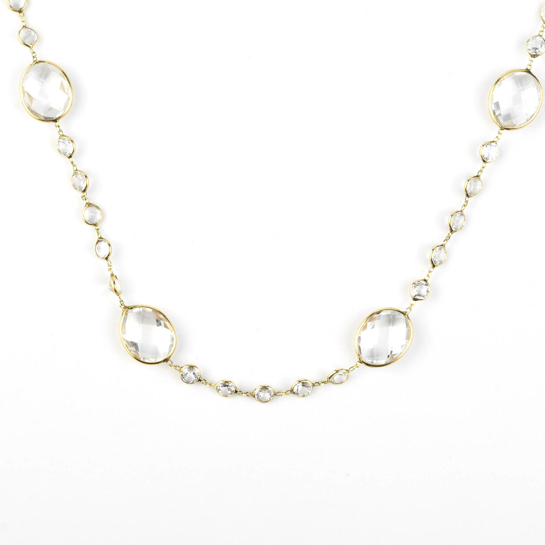 White Topaz Pools of Light Short Necklace in 14k Yellow Gold