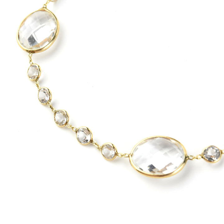 White Topaz Pools of Light Short Necklace in 14k Yellow Gold