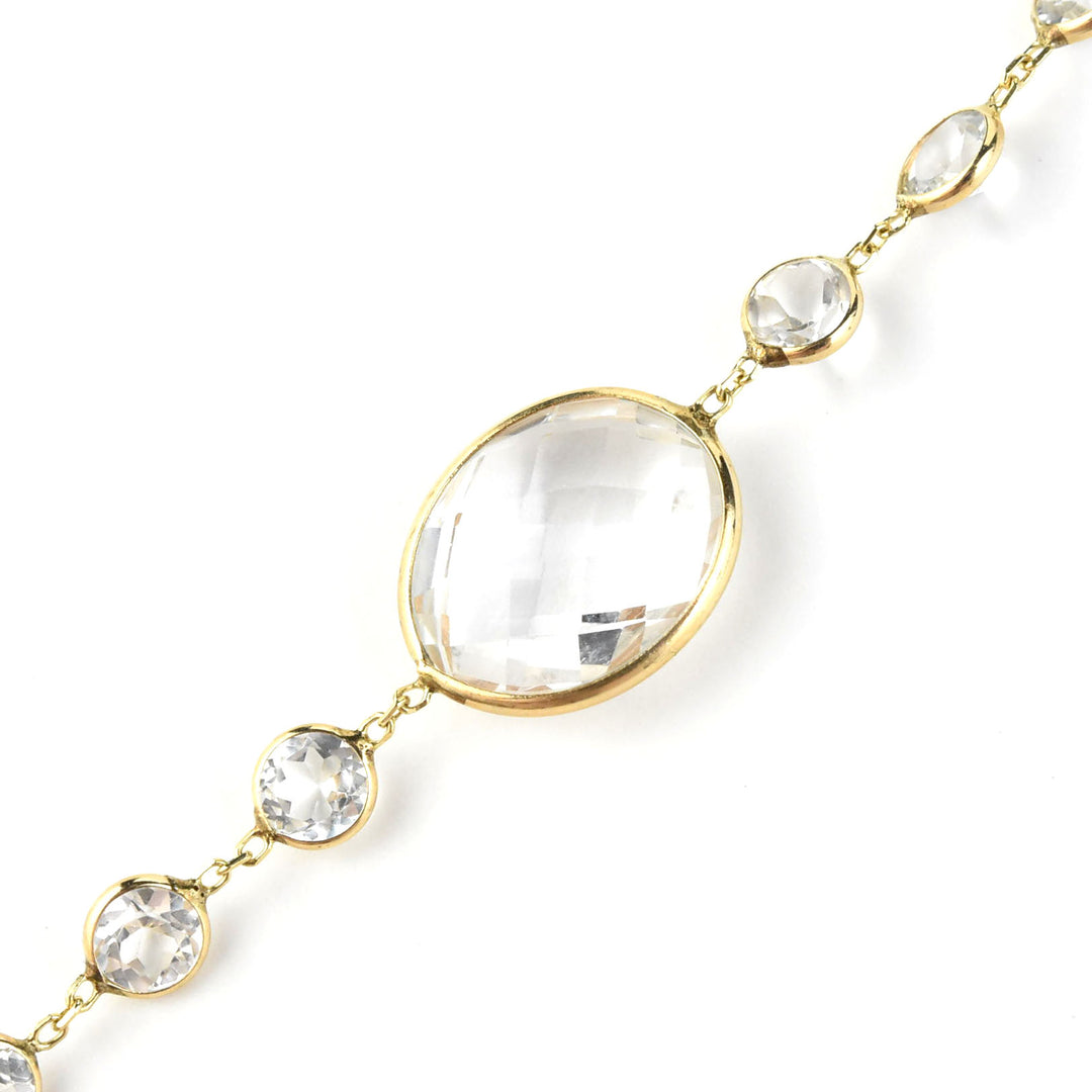 White Topaz Pools of Light Short Necklace in 14k Yellow Gold