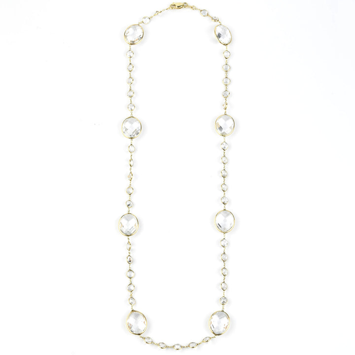 White Topaz Pools of Light Short Necklace in 14k Yellow Gold