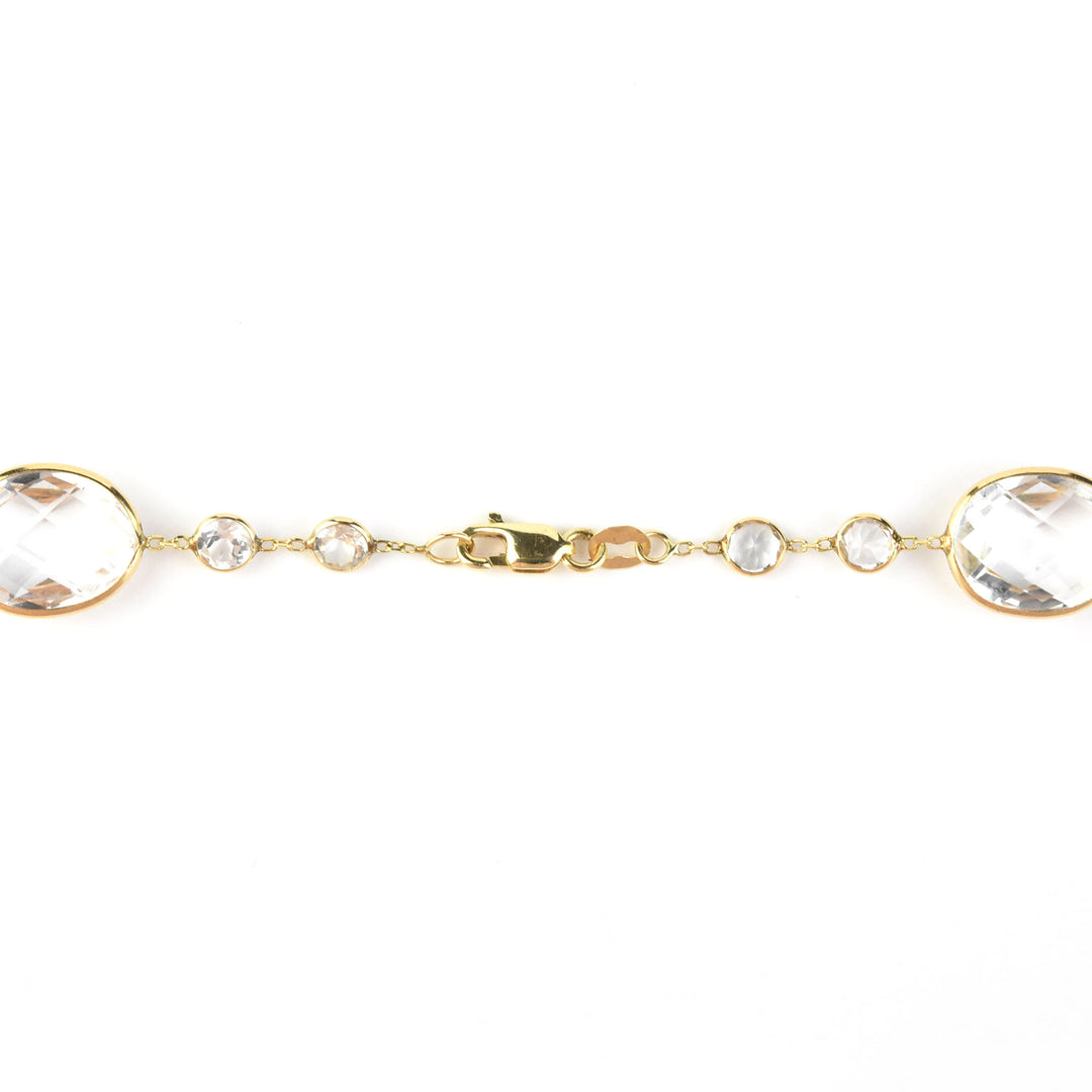 White Topaz Pools of Light Short Necklace in 14k Yellow Gold