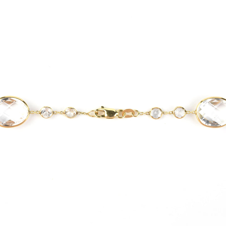 White Topaz Pools of Light Short Necklace in 14k Yellow Gold