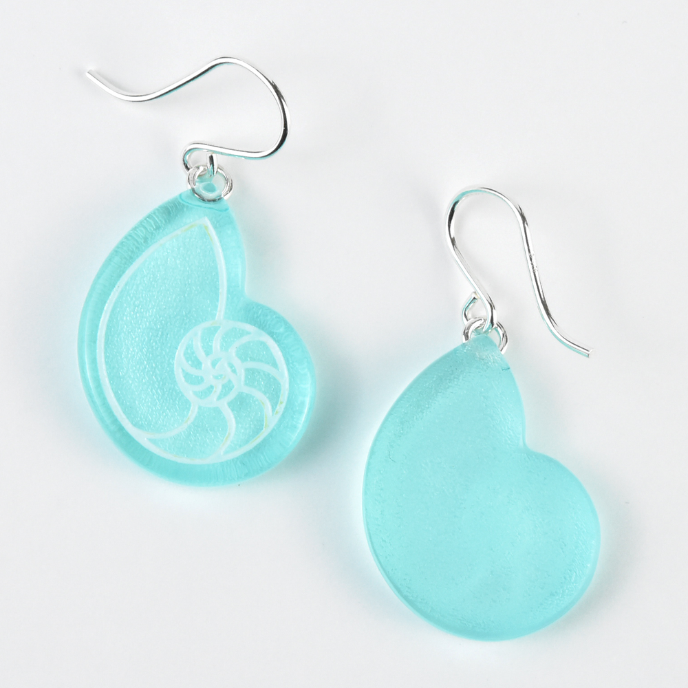 Small Nautilus Earrings in Pool - Goldmakers Fine Jewelry