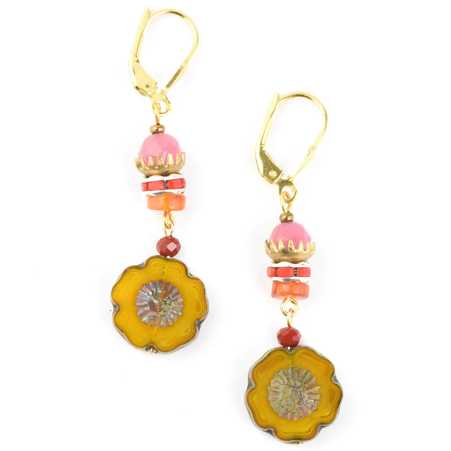 Vintage Yellow Flower Drops - Goldmakers Fine Jewelry