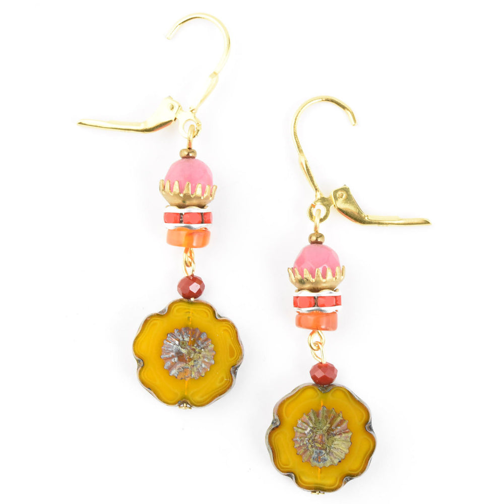 Vintage Yellow Flower Drops - Goldmakers Fine Jewelry