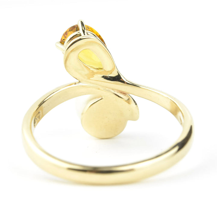 Yellow Sapphire & Pearl Moi et Toi Engagement Ring