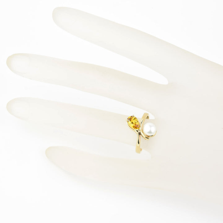 Yellow Sapphire & Pearl Moi et Toi Engagement Ring