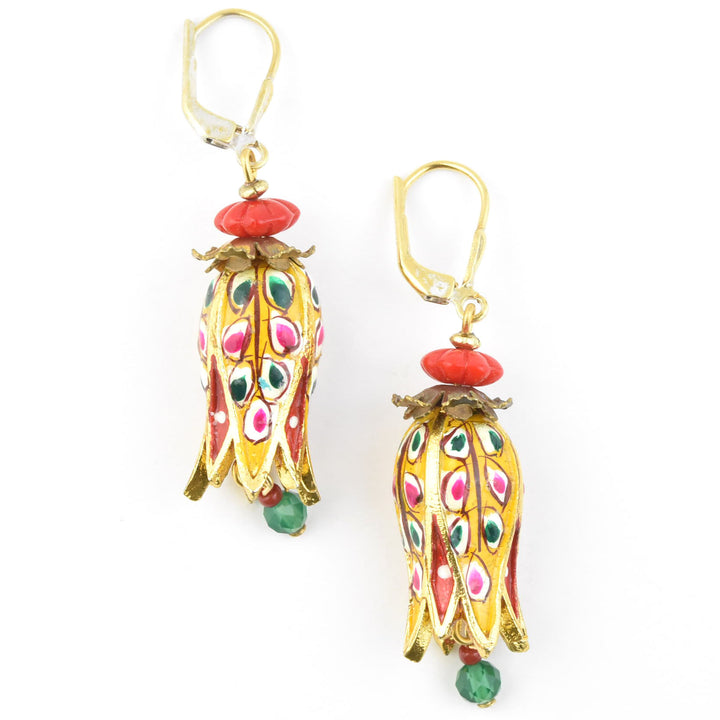 Hand-Painted Yellow Tulip Earrings