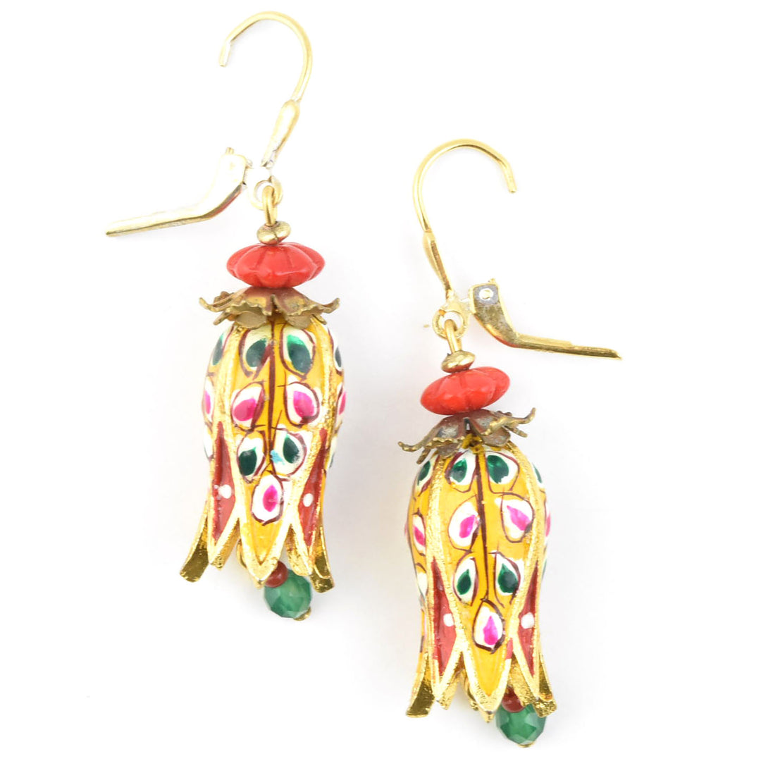 Hand-Painted Yellow Tulip Earrings