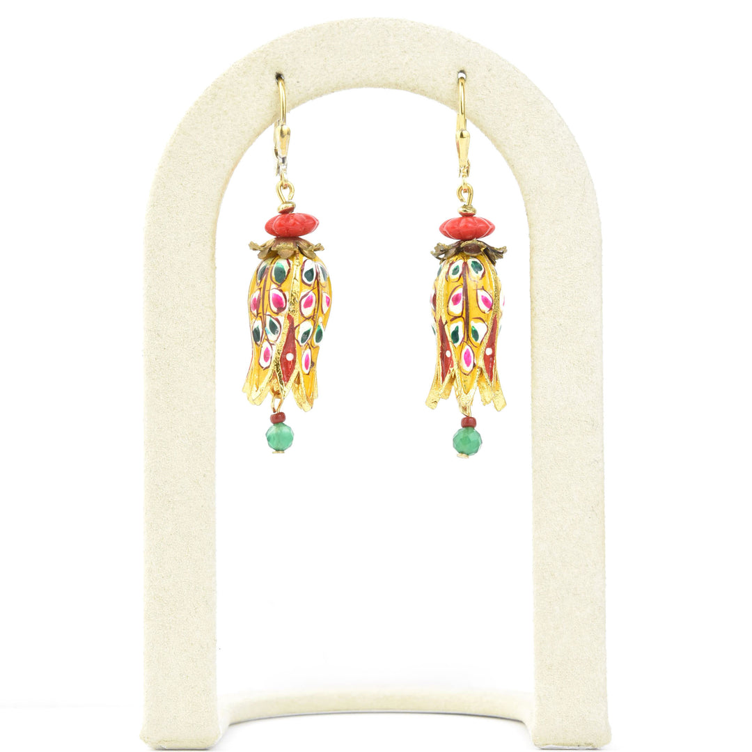 Hand-Painted Yellow Tulip Earrings