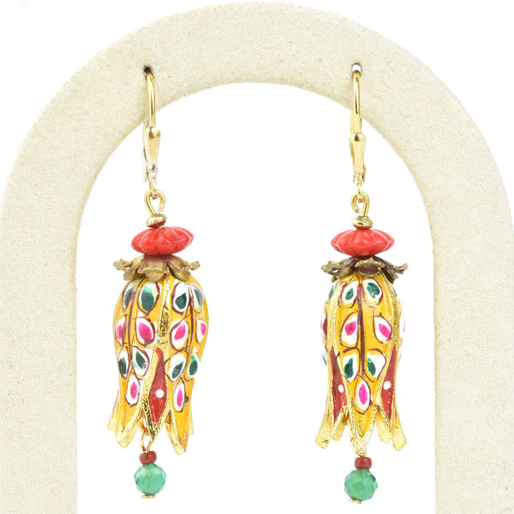 Hand-Painted Yellow Tulip Earrings