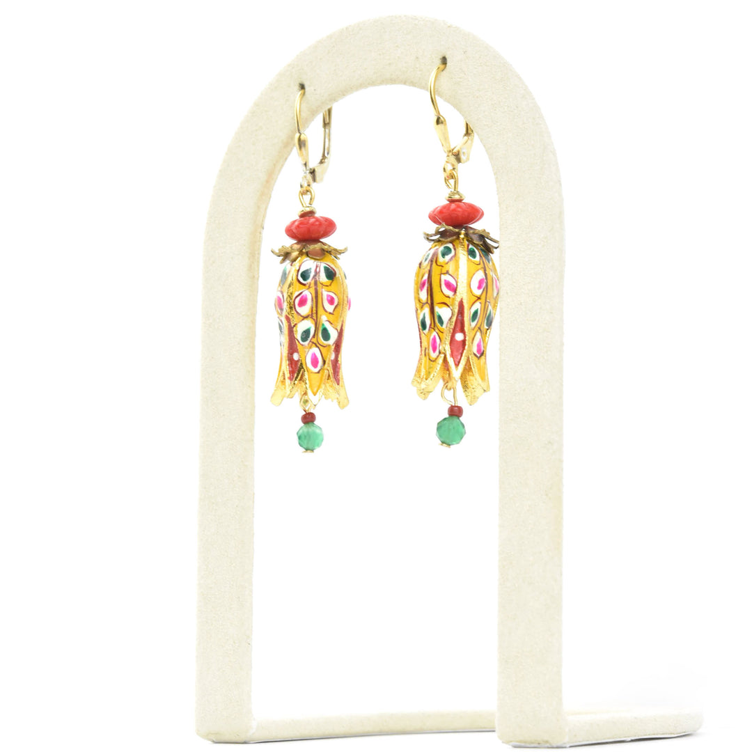 Hand-Painted Yellow Tulip Earrings
