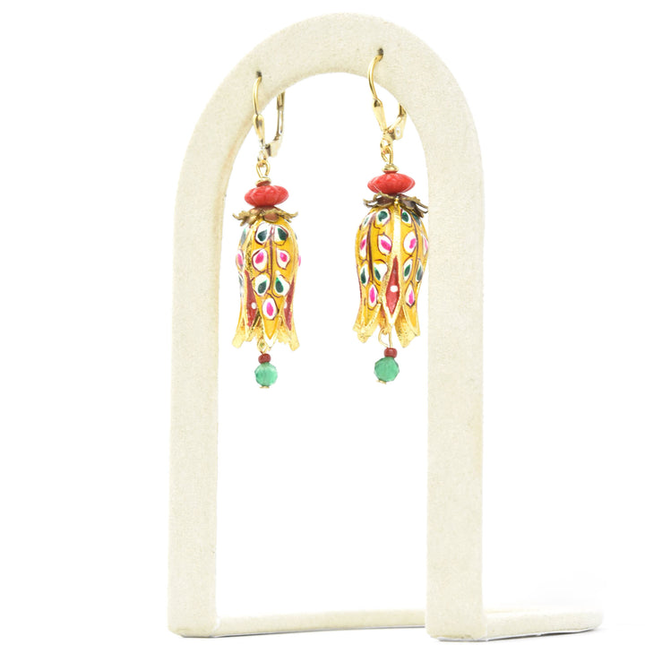 Hand-Painted Yellow Tulip Earrings
