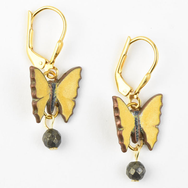 Yellow Butterfly Drop Earrings - Goldmakers Fine Jewelry