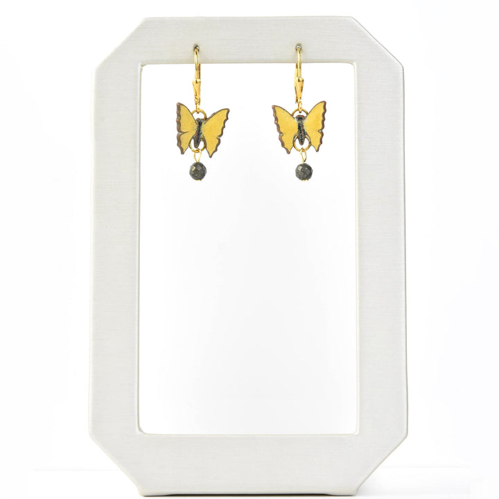 Yellow Butterfly Drop Earrings - Goldmakers Fine Jewelry
