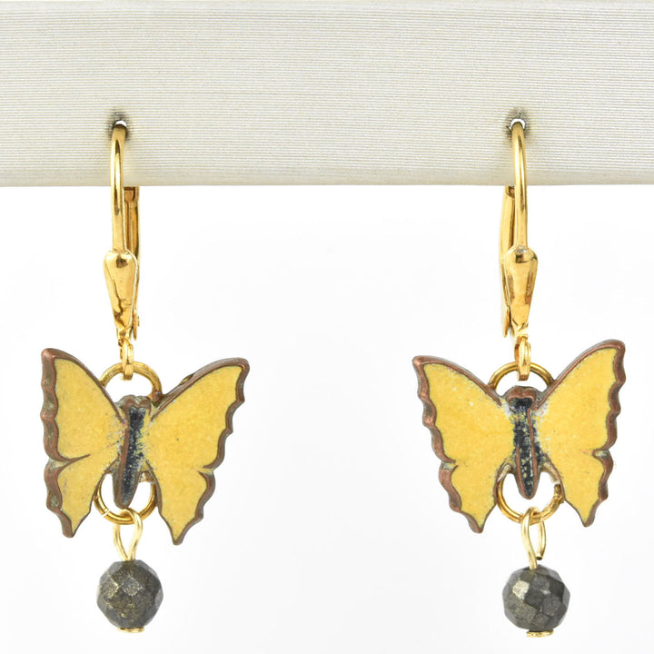 Yellow Butterfly Drop Earrings - Goldmakers Fine Jewelry