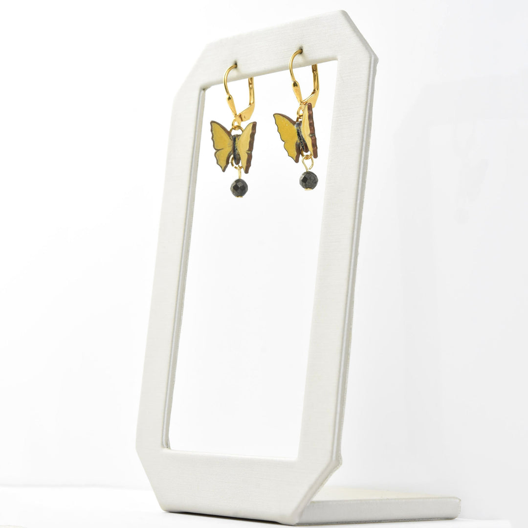 Yellow Butterfly Drop Earrings - Goldmakers Fine Jewelry