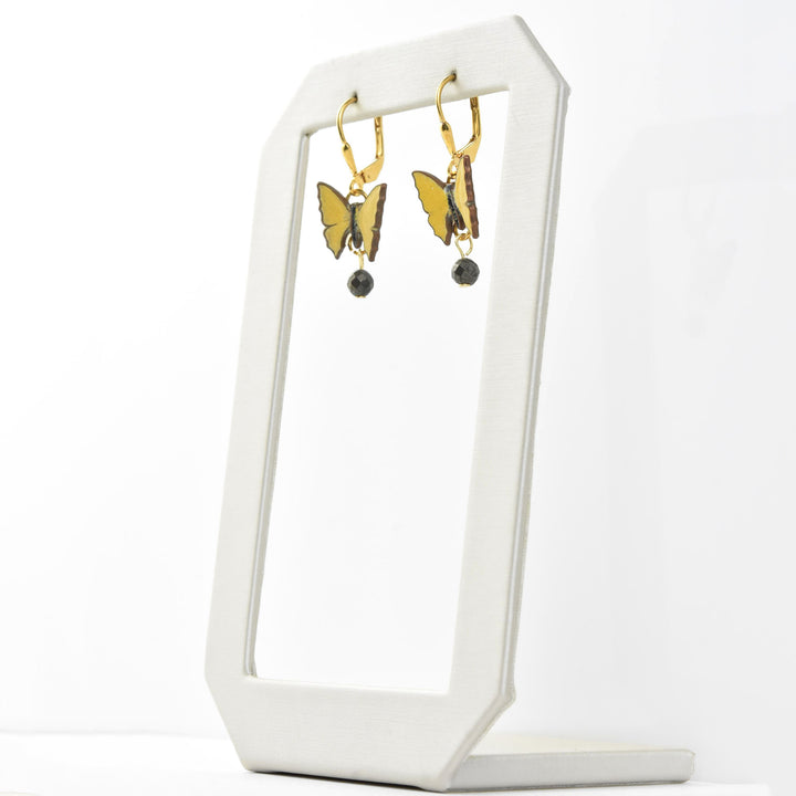 Yellow Butterfly Drop Earrings - Goldmakers Fine Jewelry