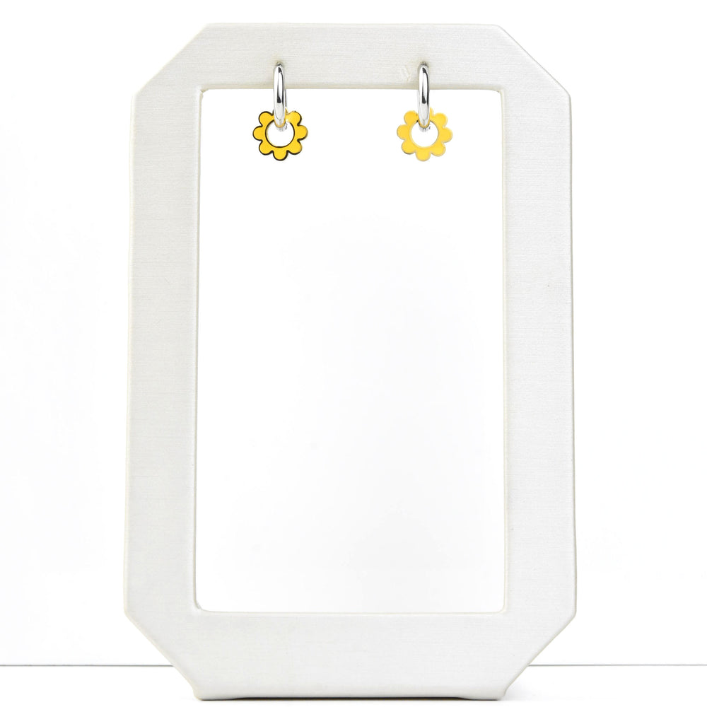 Yellow Flower Huggie Hoop Charms - Goldmakers Fine Jewelry
