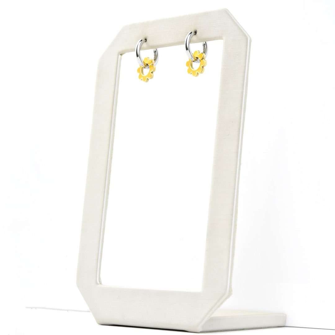 Yellow Flower Huggie Hoop Charms - Goldmakers Fine Jewelry