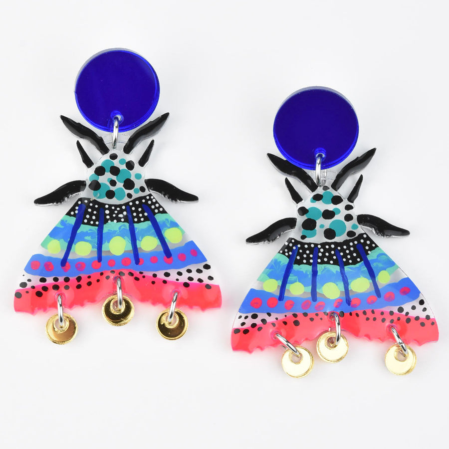 Blue and Pink Moth Earrings - Goldmakers Fine Jewelry