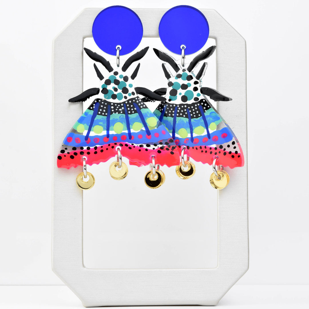 Blue and Pink Moth Earrings - Goldmakers Fine Jewelry