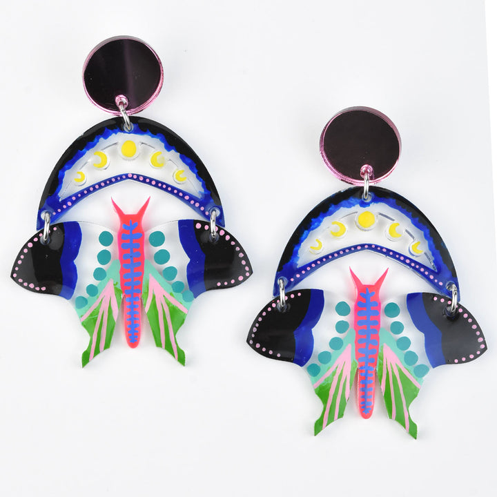 Moth and Moon Earrings - Goldmakers Fine Jewelry