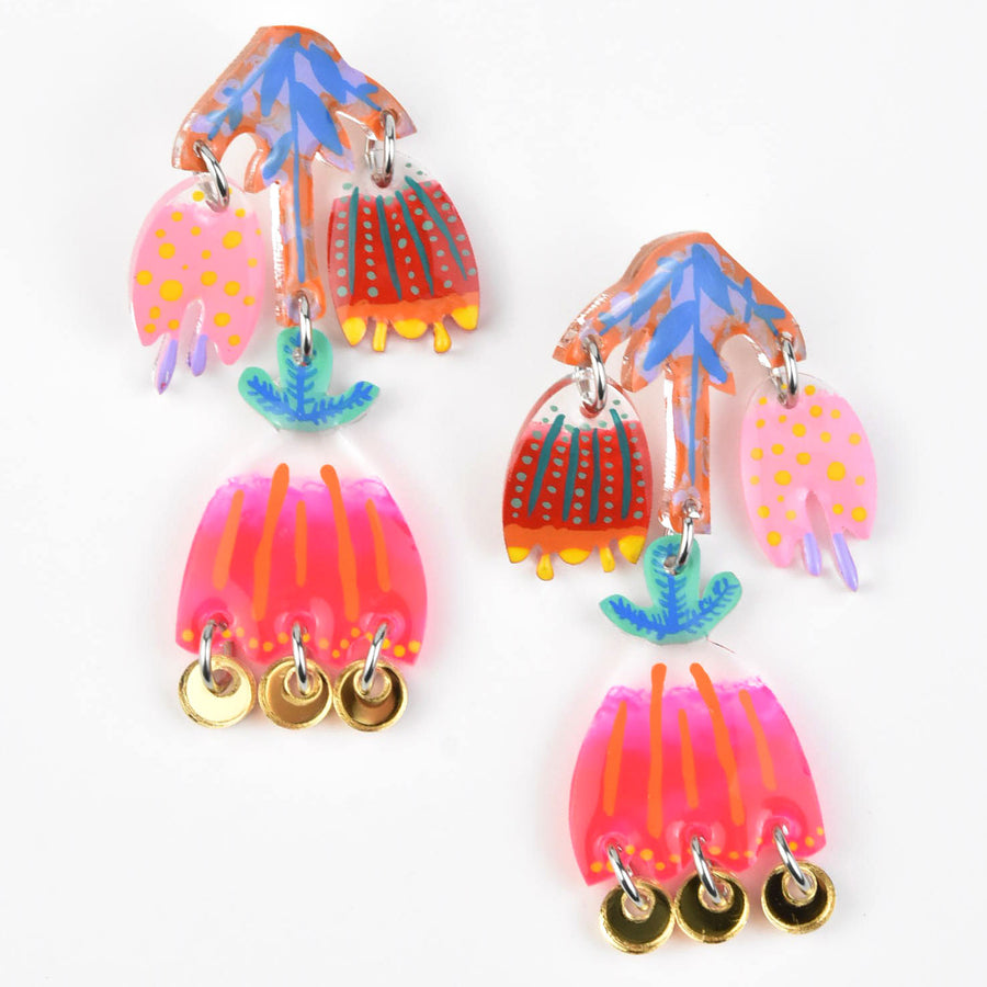 Neon Pink Tulip Earrings - Goldmakers Fine Jewelry