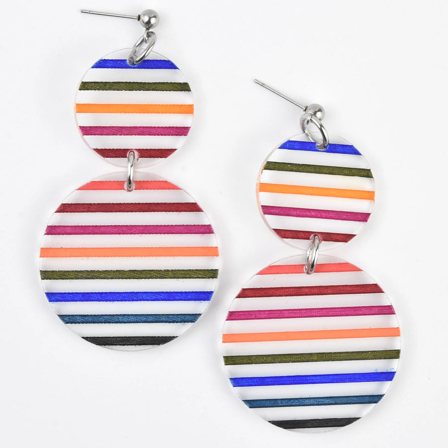 Colorful Stripe Circle Dangle Earrings - Goldmakers Fine Jewelry