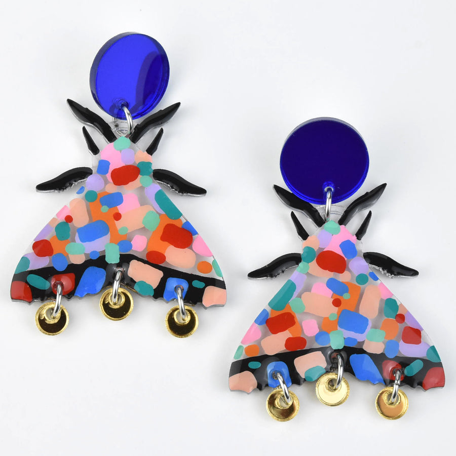 Terrazzo Painted Moth Earrings - Goldmakers Fine Jewelry