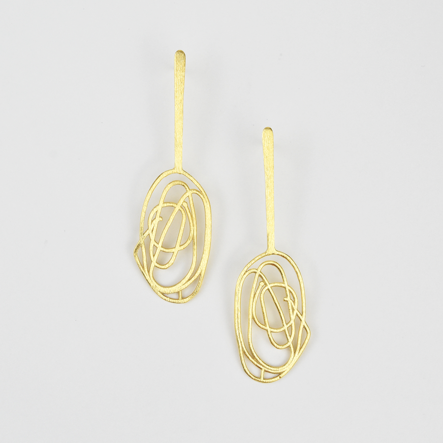 Scribble Drop Earrings - Goldmakers Fine Jewelry