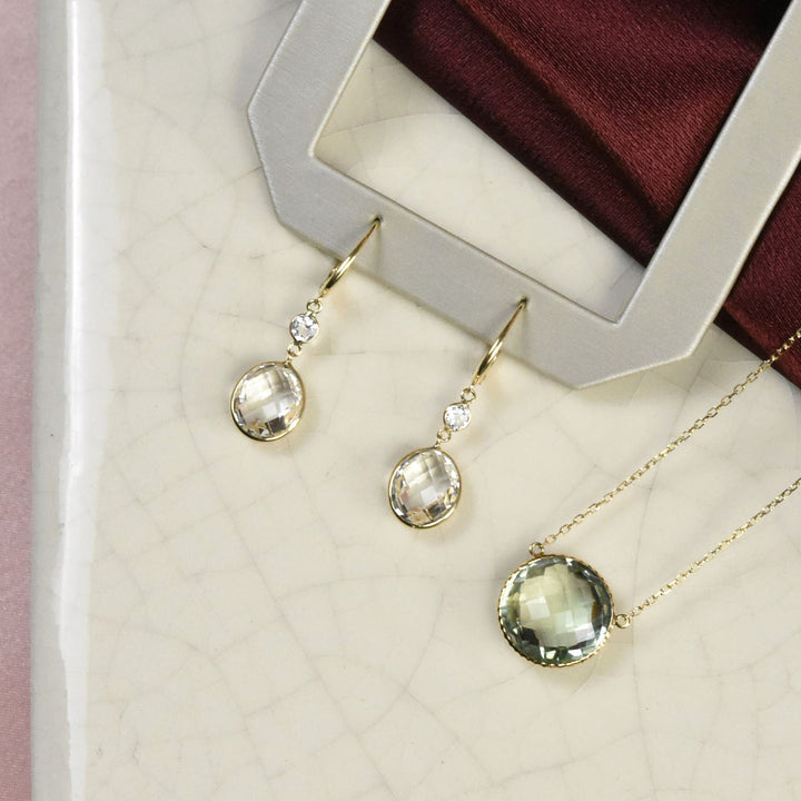 Green Amethyst Necklace in 14k Yellow Gold - Goldmakers Fine Jewelry