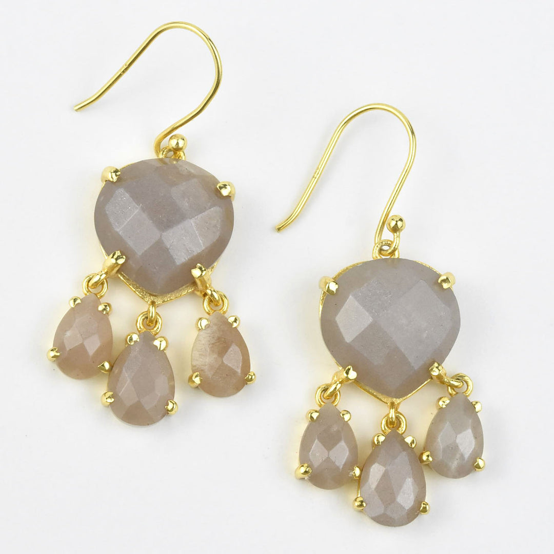 Grey Moonstone Jelly Fish Earrings - Goldmakers Fine Jewelry