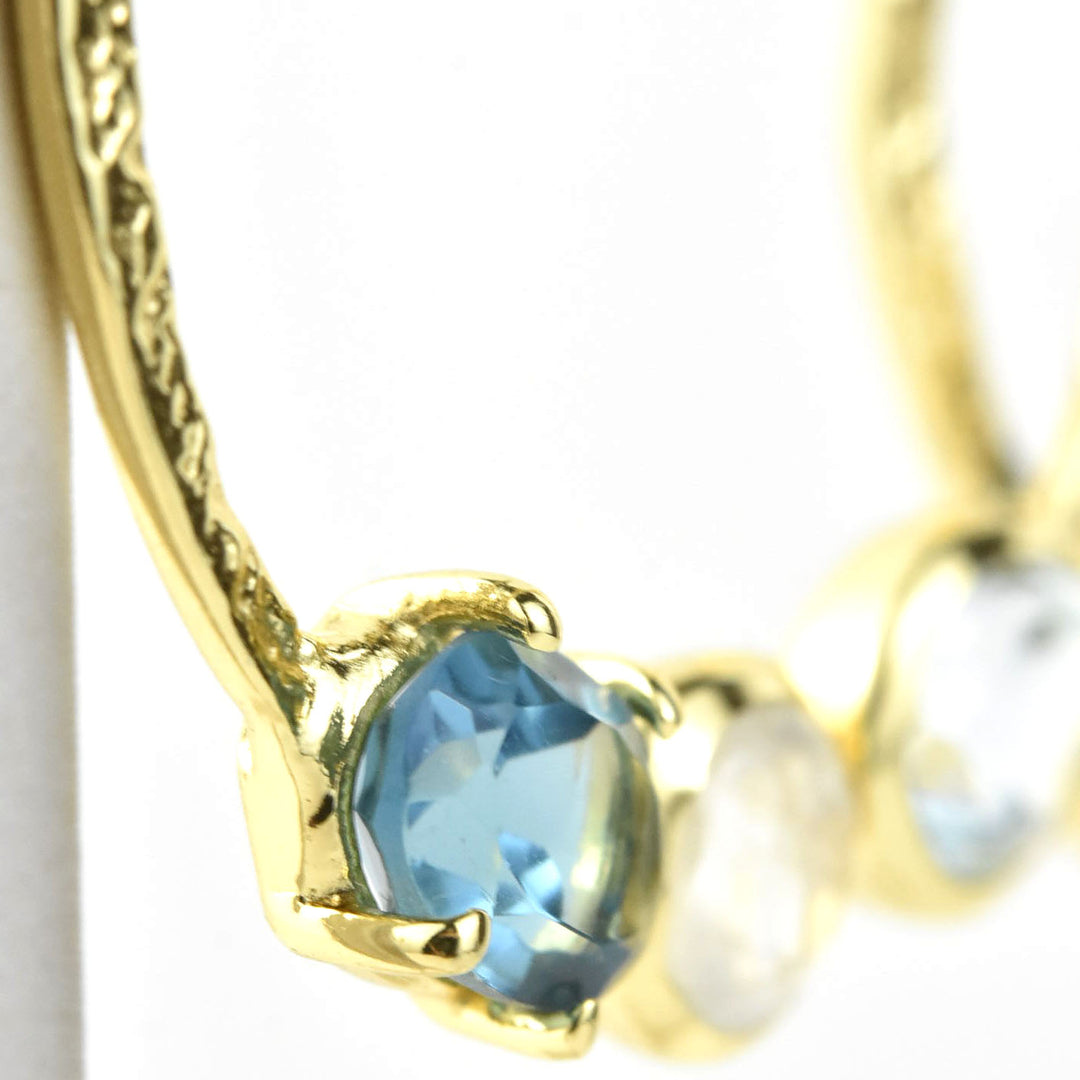 Hammered Brass, Blue Topaz & Moonstone Earrings